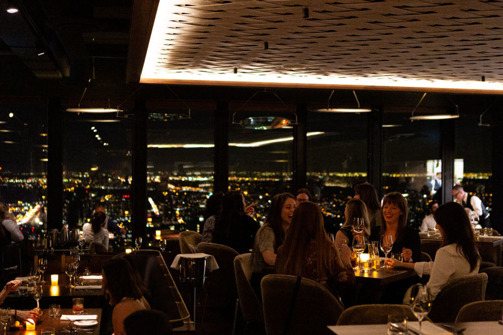 Busy dinner service in the Canoe dining room.